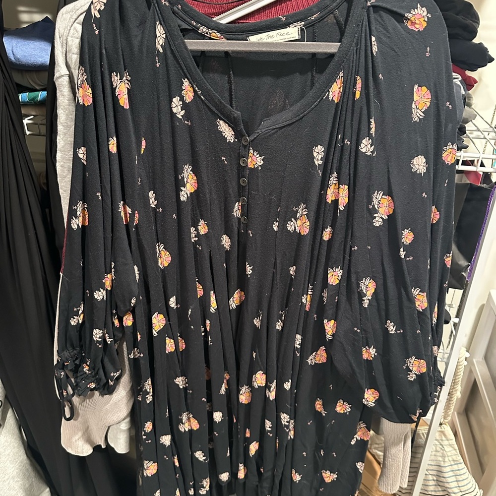 We The Free Black Floral Dress